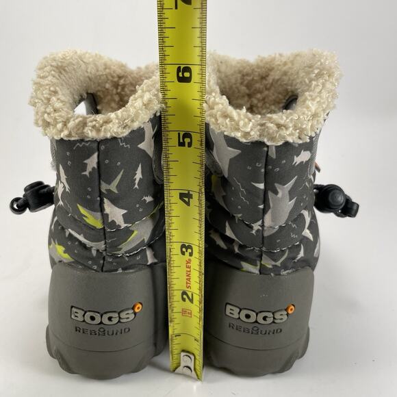 Bogs BMoc Handle Rain Boots Baby Girl Size 7 Sharks Gray Warm Lined Infant - Picture 5 of 11
